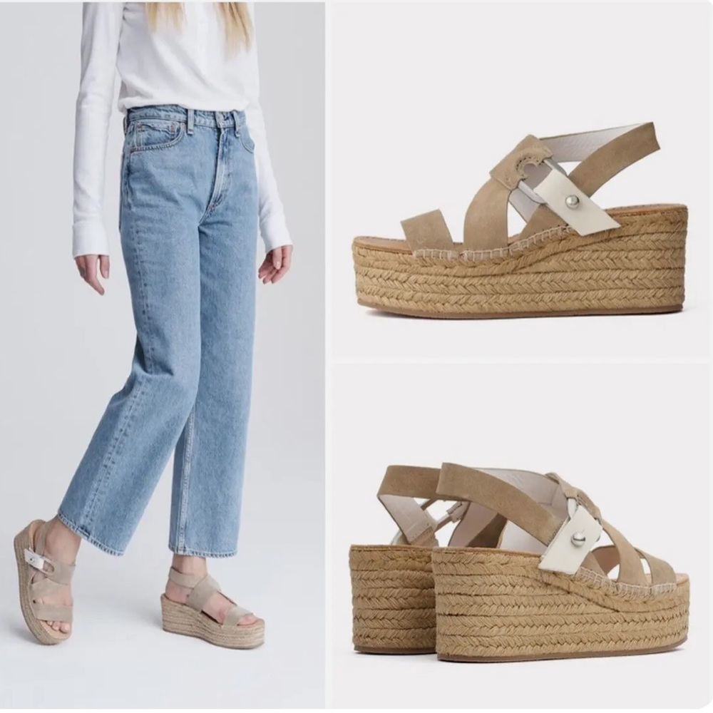 Rag & Bone August Suede Wedge Platform Sandals 36… - image 1